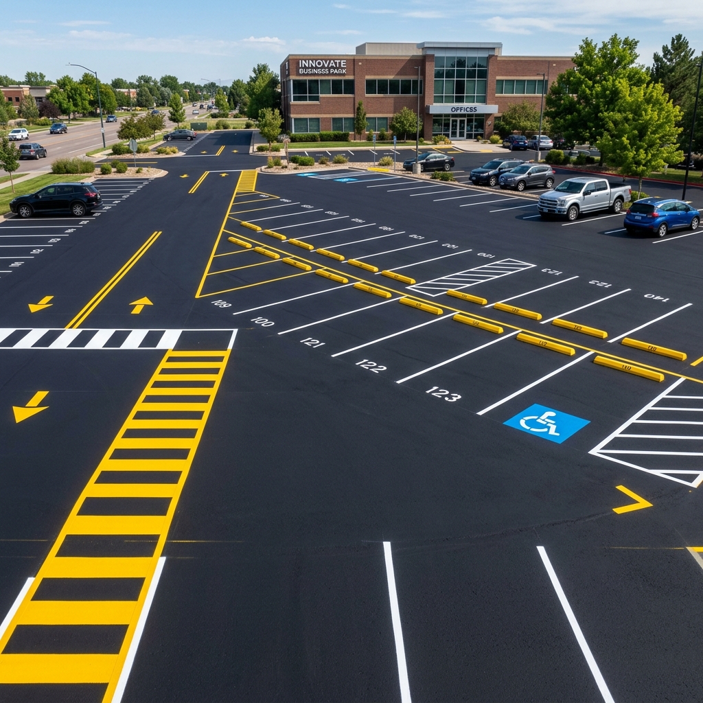 Commercial Plaza Polymer Sealcoating & Striping